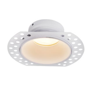 KYRA LED IP65 FIRE RATED FLUTED ROUND PLASTER IN LED DOWNLIGHT SAND WHITE
