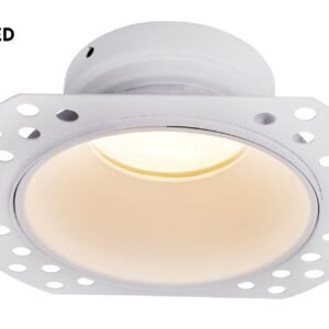 KYRA LED IP65 FIRE RATED FLUTED ROUND PLASTER IN LED DOWNLIGHT SAND WHITE
